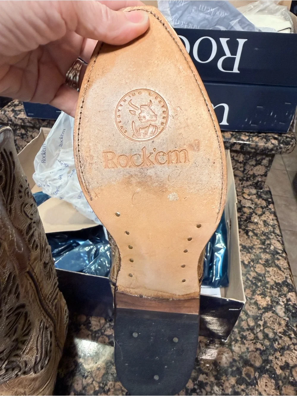 Rustic Tan Western Boots - (Brand)